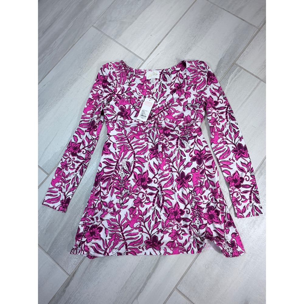 Lilly Pulitzer Anne Skirted Romper Elderflower Blossom Pink Purple Floral M NEW